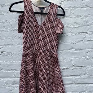 Cold shoulder printed aqua dress in an extra small